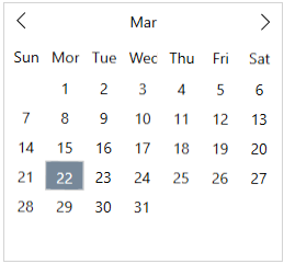 Calendar with hidden adjacent dates