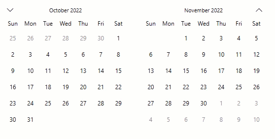 Orientation in Multi Month Calendar