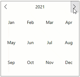 Navigation in the calendar with year view mode.