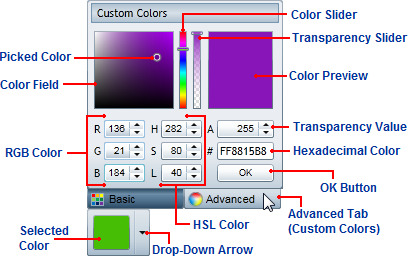 Advance mode of color picker