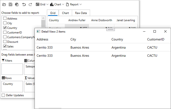 Drilling down data in FlexPivot