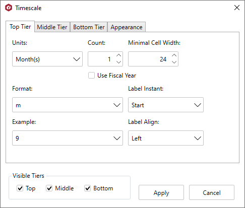 Timescale Dialog