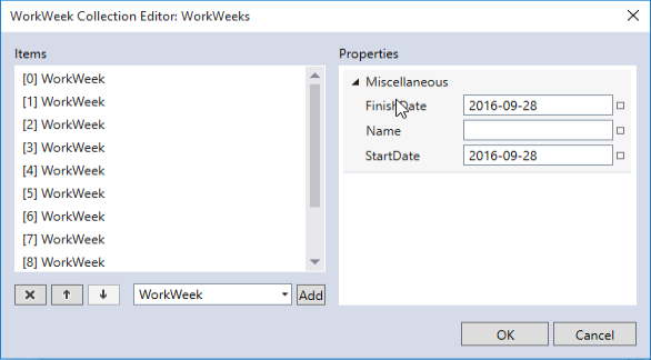 WorkWeek Collection Editor