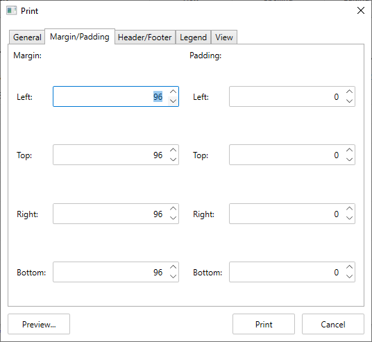 Margin/Padding tab