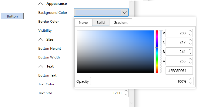 Change in button background color using WPF PropertyGrid