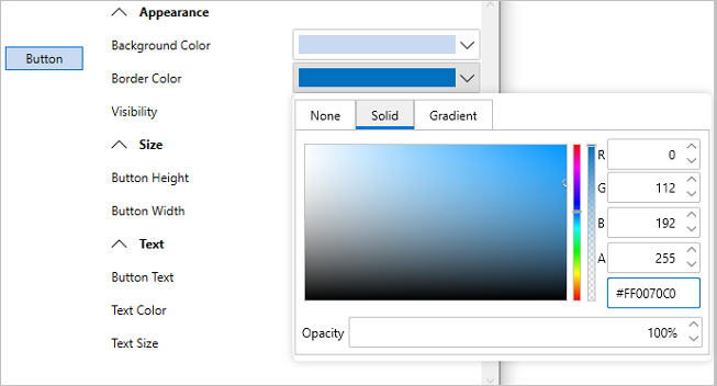Change in button border color using WPF PropertyGrid