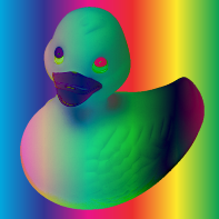 Blended image of duck and spectrum with difference blend mode