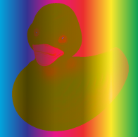 Blended image of duck and spectrum with hue blend mode