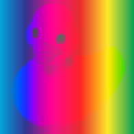 Blended image of duck and spectrum with saturation blend mode
