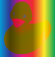Blended image of duck and spectrum with color blend mode