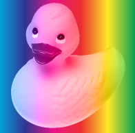 Blended image of duck and spectrum with luminosity blend mode