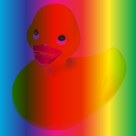 Blended image of duck and spectrum with darken blend mode
