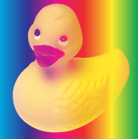 Blended image of duck and spectrum with lighten blend mode