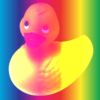 Blended image of duck and spectrum with color dodge blend mode