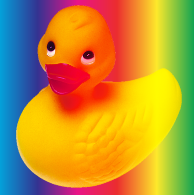Blended image of duck and spectrum with hard light blend mode