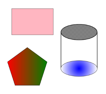 Shapes like rectangle, polygon, and cylinder can be drawn using GcImaging