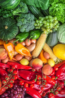 Rotated image of fruits and vegetables