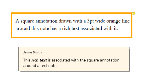 Square annotation in a PDF file