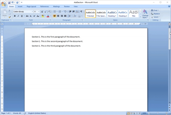 Sections in a Word document
