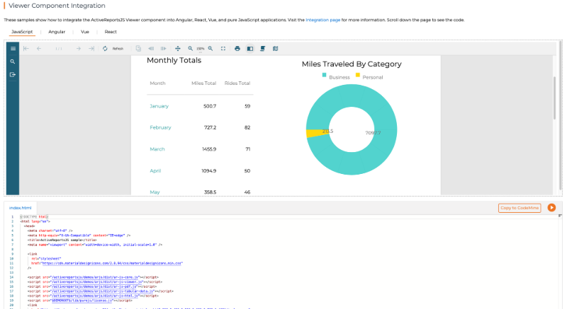 JavaScript Report Viewer