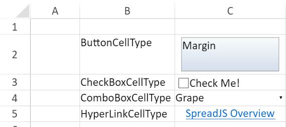 Cell Types and Data Validation Examples in JS Spreadsheet API