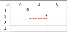 Spreadsheet cell displaying a validation error