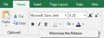 Context menu for the Home menu in the Spread Designer