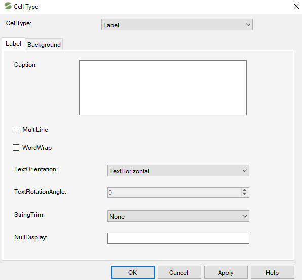 Spread Designer Cell Type Dialog Image Tab