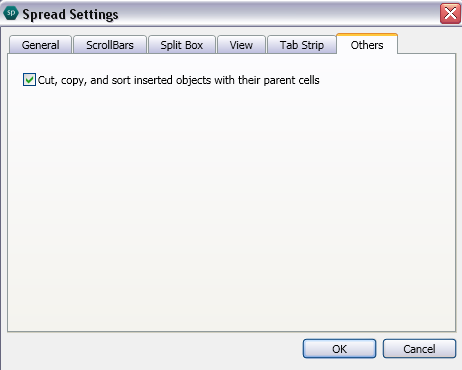 Others Tab in Spread Settings dialog