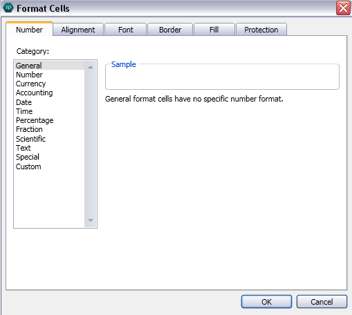 Spread Designer Format Cells Dialog