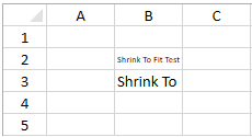 An image showing two cells, in which one cell supports shrink to fit and the other does not