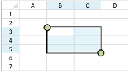 Selecting cell range using selection grippers