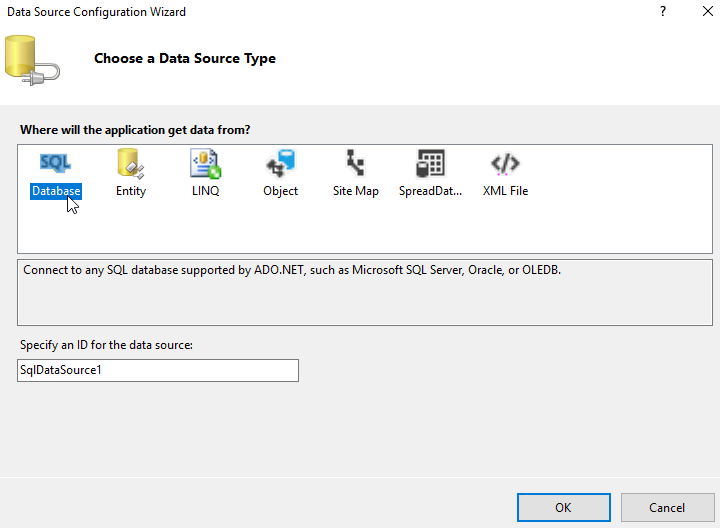 Data Source Configuration Wizard: Choose Data Source Type