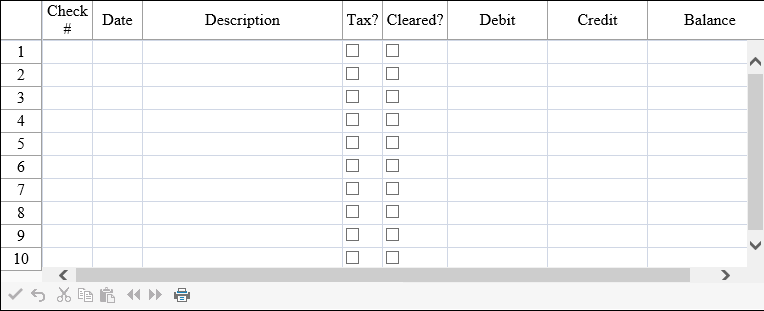 Checkbook Register