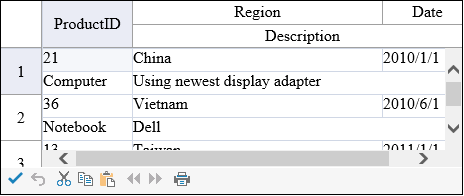 Row Template (multiple-line columns) Example