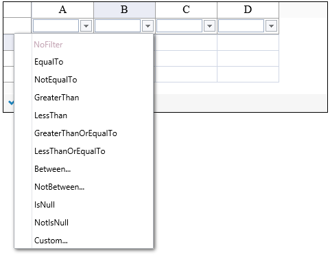 Example of filter bar