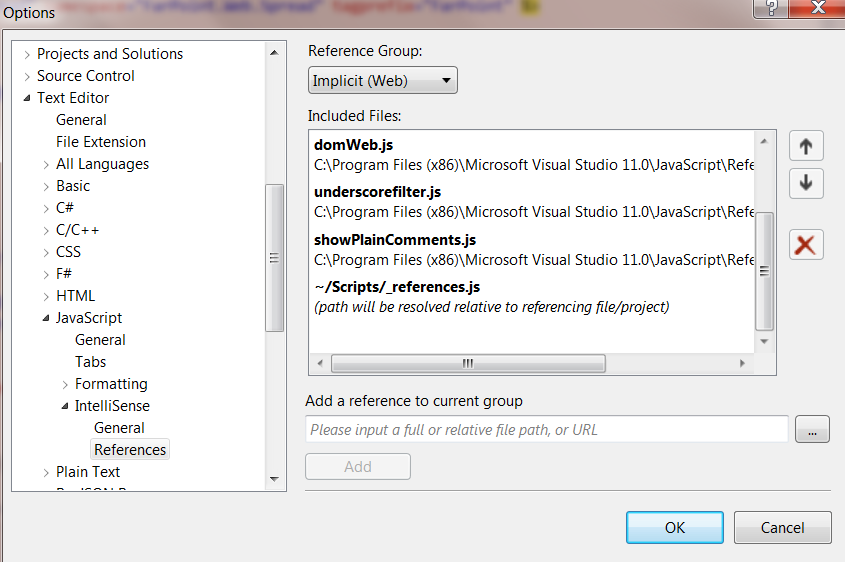 Options dialog box