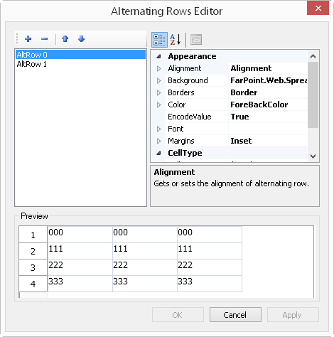 Alternating Rows Editor