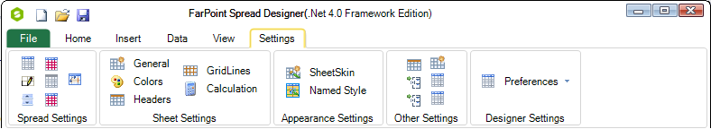 Spread Designer Settings Menu