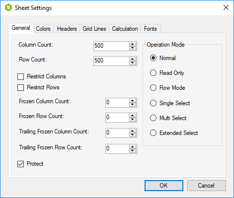 Spread Designer Sheet Settings Dialog Top
