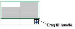 Using touch gestures with drag and fill operation