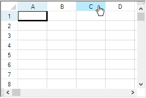 Hand cursor over header cells