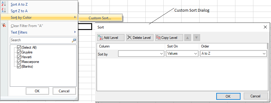 Custom Sort Dialog