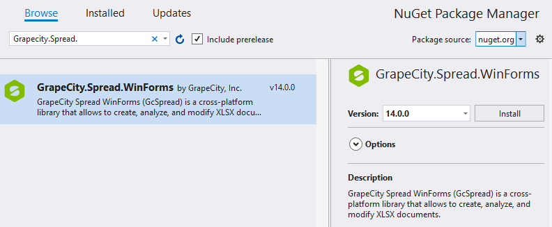 Nuget Package Manager Dialog
