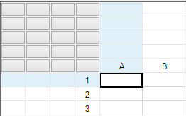 Spreadsheet with sheet corners set as buttons