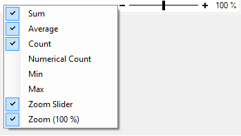 Context menu for status bar